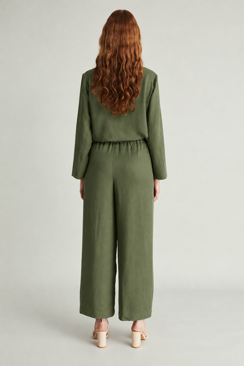 Straight Pants Motion green back view
